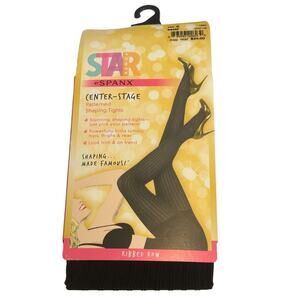 Star Power by Spanx Center-Stage Shaping Tights Womens‎ Size C Black Ribbed Row